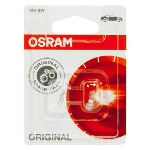 Osram Original Glass Wedge Base Lamp, 12V, 2W, Blister Pack