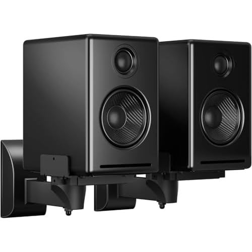 suptek 2 Soporte de Pared para Altavoces, Universal Soporte Altavoces por Bose/Edifier/Hivi/JBL/Sony, Capacidad de Carga de hasta 25kg, Incline hacia Arriba y hacia Abajo & Gire - SPM201