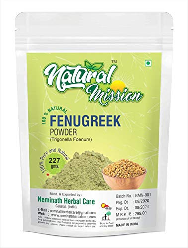 Natural MissionFenugreek Seeds Powder 227 Grams | 8 oz | Half Pound | Trigonella foenum-graecum Sd. | Methi Powder | Spice Indian Cuisine | Hair Care