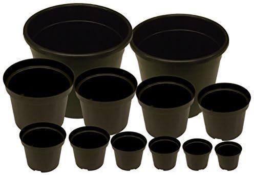 Elixir Gardens Round Black Plastic Garden Plant/Shrub/Flower Pots with Reinforced Rim | Various sizes (1 to 60 litres) & various quantities available (from 2 to 1000) 15L x 4