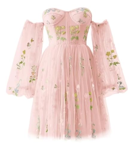 Robe de soirée en tulle b-rose taille 38 à broderie florale