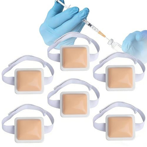 6 unidades - Almohadillas de entrenamiento para inyecciones, almohadilla de silicona wearable con correas, piel humana simulada, herramienta de práctica para estudiantes, enfermeros y médicos miniatura 1