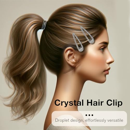Set de 4 pinzas plateadas con piedras brillantes de 2.36 pulgadas - Barrettes para cabello para mujeres y niñas - para boda, fiesta y eventos miniatura 4