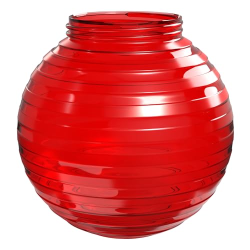 Image of KASTLITE 6 inch Striped Red Acrylic Globe, Screw-In Colored Replacement Lens