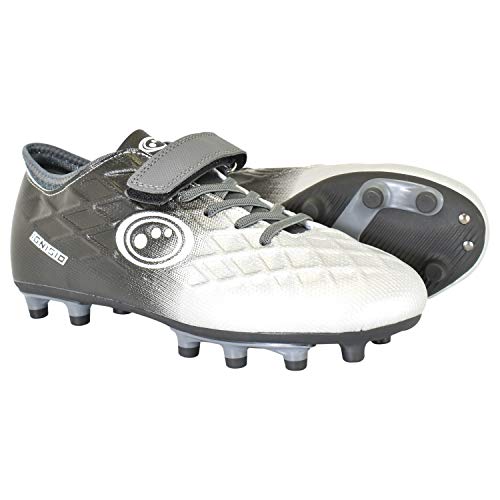 Optimum Junior IGNISIO Easy Fasten Moulded Stud Football Boot, Black/Silver, Size 1