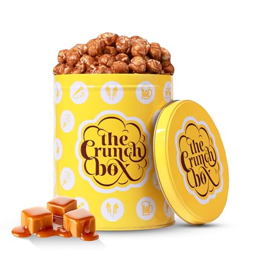 Popcorn Maker Essentials for Snack Lovers With High Standards 33 The Crunch Box Warm Caramel Crunch Popcorn Tin - 490 Gms | Perfec...