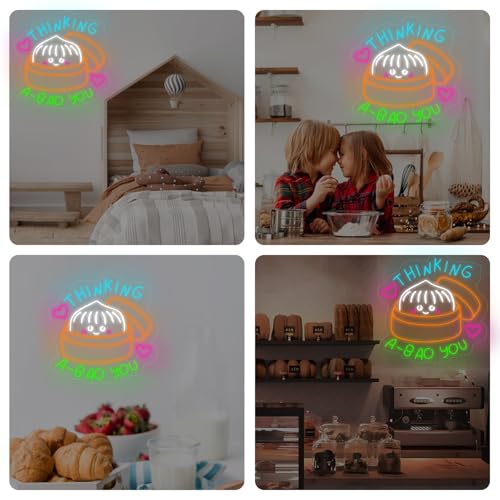 Image of Thinking A Bao You Neon Sign, China Dumpling Led Light, Chinese Food Wall Art, Restaurant Wall Decor, Xiaolongbao, steamed buns,kitchen Club Cooking Classroom Dinning Room Birthday Party