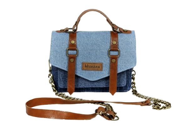 Denim Sling Bag | Denim & Vegan Leather | Bag for Women - Girls Travel Crossbody Bags with Adjustable Strap - Ladies Shoulder Purse Stylish Handbag | Promotes Sustainable Fashion-image-43