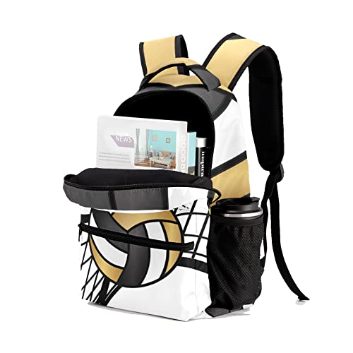 Personalized Volleyball Black Gold Custom Backpack Waterproof Multifunctional Daypack with Name Gift4