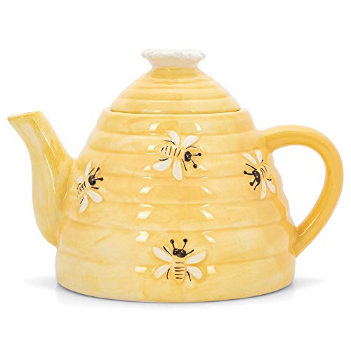 Honeycomb Yellow Beehive 6.5 X 6 Dolomite Decorative Teapot #TOP19