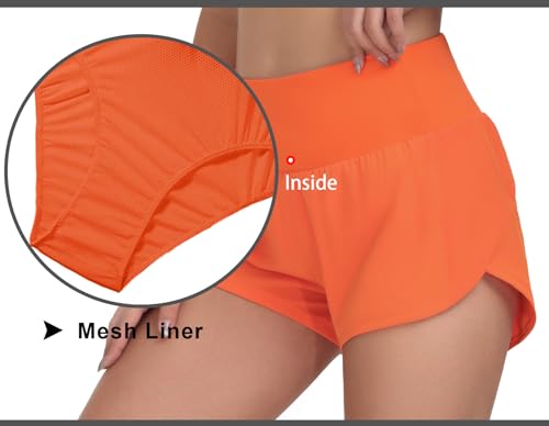 Image of THE GYM PEOPLE Womens High Waisted Running Shorts Quick Dry Athletic Workout Shorts with Mesh Liner Zipper Pockets