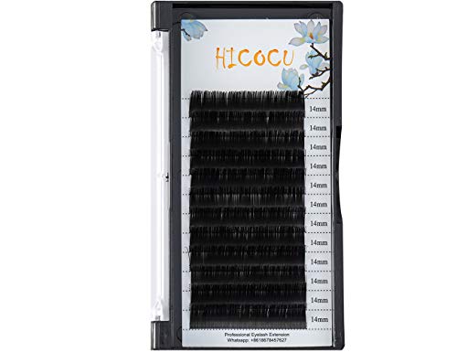 HICOCU Individual Eyelash Extensions 0.15mm B Curl8mm|9mm|10mm|11mm|12mm|13mm|14mm|15mm|MixedEllipse Flat Matte Lash Extensions soft Light Thickness Salon Use Mix