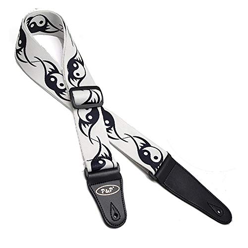 Guitar Strap vgNVbNM^[XgbvAGLM^[XgbvAGLx[XXgbvAENXgbv Black White Color Printed Classic Guitar Strap Electric Guita