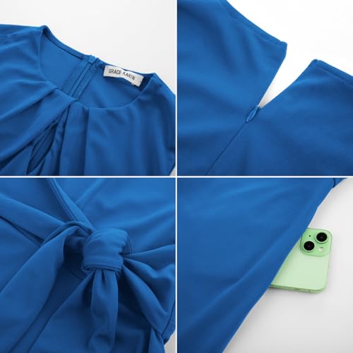 Image of GRACE KARIN Women 2026 Work Dress Sleeveless Tie Waist Elegant Party Cocktail A Line Flowy Midi Dresses with Pockets
