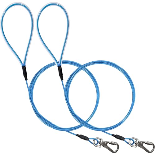 Mi PupJoy 2 Pack Chew-Proof Dog Cable Leash for Small Dog Blue 4FT