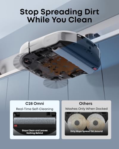 Image of eufy C28 Robot Vacuum and Mop Combo,15,000 Pa Suction, HydroJet Self Clean Roller Mop, Upgraded from X10 Pro, Zero-Tangle for Pet Hair, Auto Mop Washing&Drying, Self-Emptying&Refilling White
