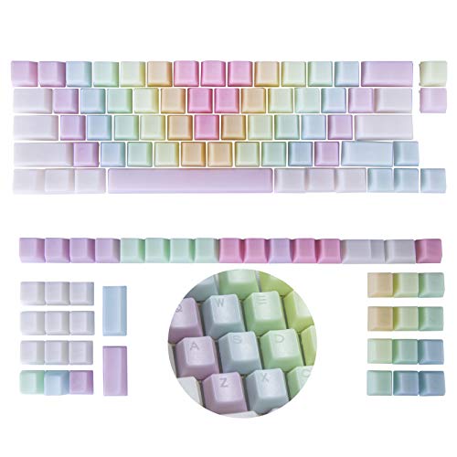 POM Jelly Keycaps 109-Key Doubleshot Translucent OEM Profile for 61 87 104 108 Keys PC Gaming Mechanical Keyboards - Rainbow (Top Printed)