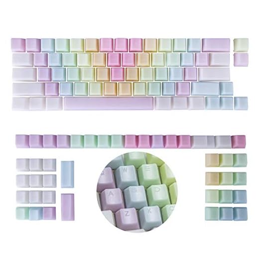 POM Jelly Keycaps 109-Key Doubleshot Translucent OEM Profile for 61/87/104/108 Keys PC Gaming Mechanical Keyboards - Rainbow (Top Printed)
