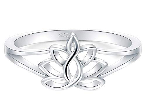 Lotus Flower Yoga Handmade 925 Sterling Silver Ring High Polish Tarnish Resistant Comfort Fit Wedding Band 2mm Ring For Women Christmas Gifts