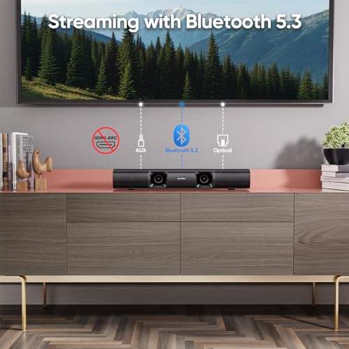 Saiyin Soundbar für Smart TV, 90W Compact Soundbar TV-Lautsprecher mit Subwoofer, 2.1Channel Home Theater Surround Sound System mit knackigen Stimmen und tiefen Bässen für TV PC Projektor – Bild 5