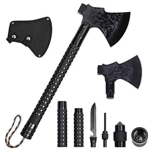 Liheya Camping Axe Tactical Hatchet Folding Portable Collapsible Camp Axe with Sheath Compass