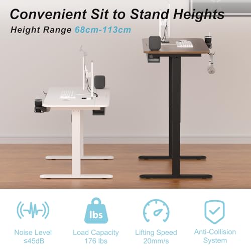 Image of Electric Standing Desk,48x24 Inch Adjustable Height Sit Stand Desk with Cable Management Tray,with Memory Presets Ergonomic Computer Desk for Home Office /Gaming /Workstation,White