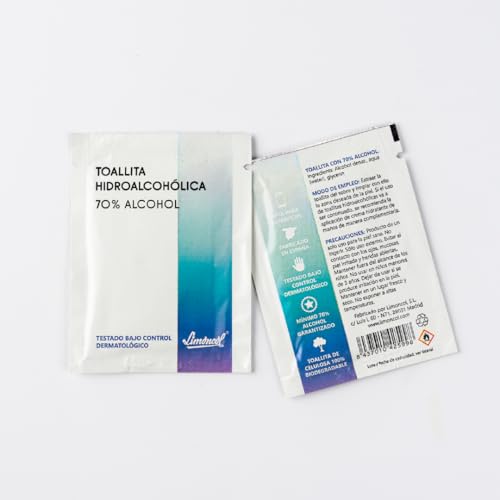 Lingettes hydroalcoolisées mains à l'alcool denat 70% et glycérine cutanée