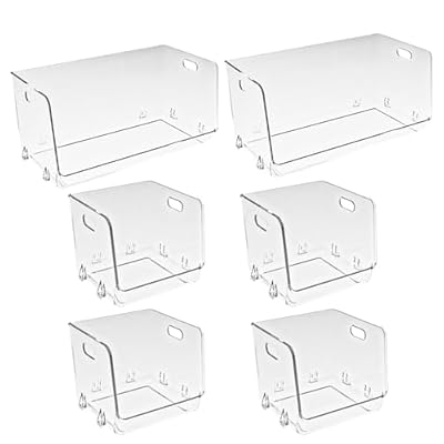 Prylenza 6 Piece Acrylic Storage Bins Set, Stackable Clear Desktop Organizer Bins for Office Supplies, Craft Room, Makeup, Bathroom, Drawers, and Home Organization