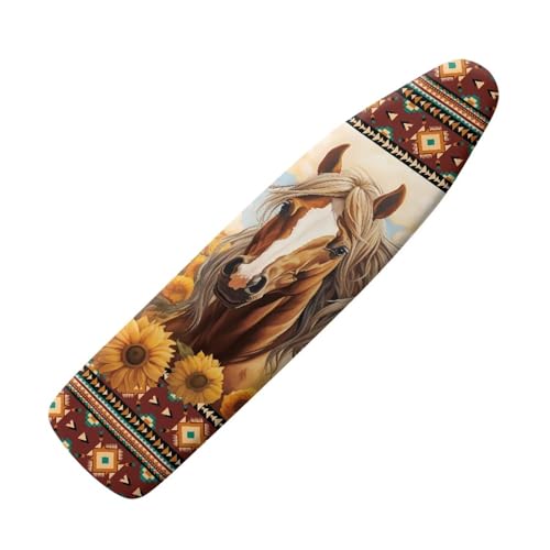 GLENLCWE Native American Horse Sunflower Ironing Board Cover for Women Farmhouse Thick Iron Board Cover Stain Resistant 54x15 inches