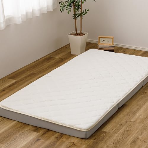 萩原 ズレない 敷きパッド ピターら メレンゲタッチ アイボリー セミダブル 約120×200cm 実用新案取得 洗える ゴムバンドなし 暖かい 秋冬用