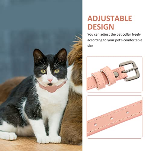 Happyyami PET-Pu-Kragen katzenhalsband Katzen katzenhalsbänder Haustierhalsband Katzenkette Hund Heller Kragen Bausatz PU-Design-Tracer- Anti-verlorener Tracer- Rosa