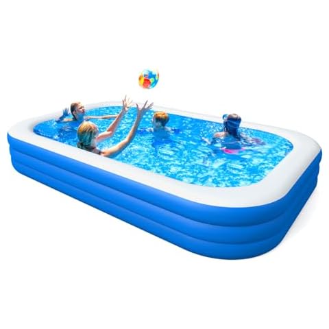 Inflatable Swimming Pool, Blow up Pool, Above Ground Swimming Pool for Family, Pool for Kids, 120x 72 x 22 inch Full-Sized Inflatable Pool for Toddler for Outdoors, Backyard Cover