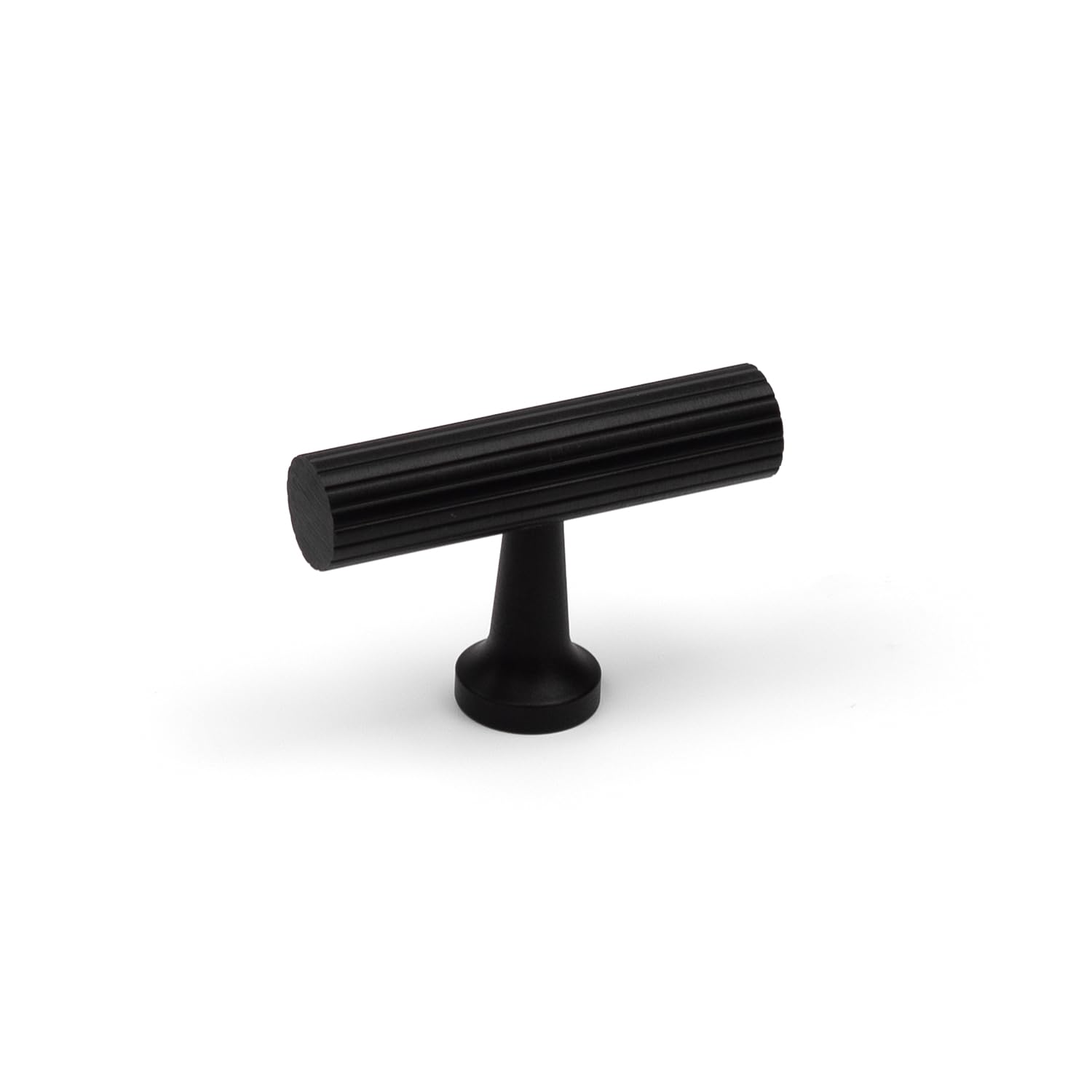 50Mm Matt Black Reeded T-Bar Kitchen Cabinet Knob 5056767305778