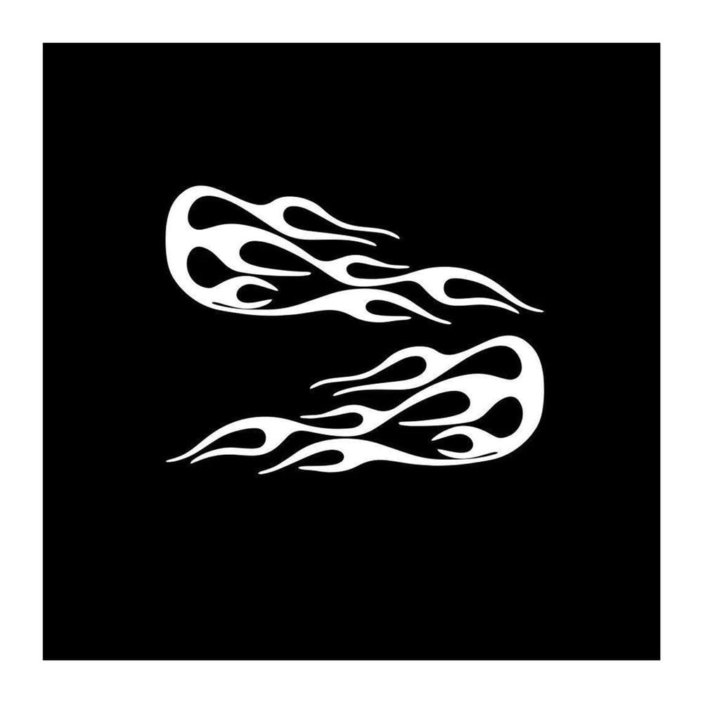 1Pair Flame Vinyl Sticker Decals Stickers for Car Tank Waterproof(35.5X27CM-White)