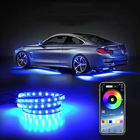 DJCALA Motorcycle Underglow Lights, 12 Pcs Cart LED Light Kit, APP Control RGB Motorcycle Atmosphere Lights Lamp IP65 Waterproof Multi-Color Voice Control Motorcycle Lights for UTV ATV Golf Cart Cover