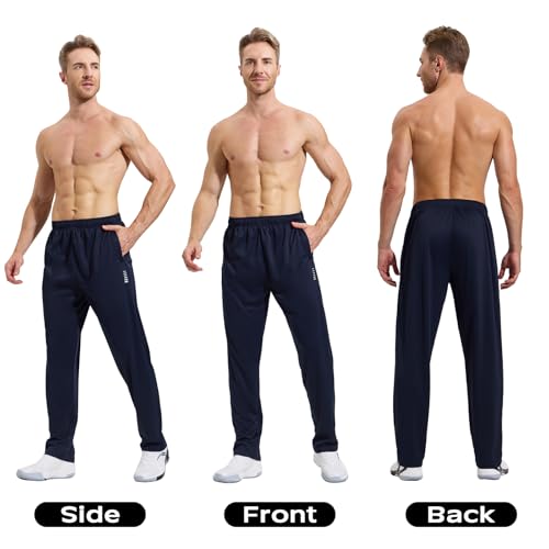 image for ZENGVEE Sweatpants for Men Athletic with Zipper Pockets Workout Sweat 