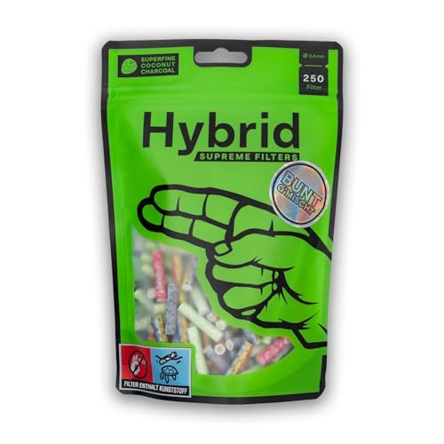 Hybrid Aktivkohlefilter - Beutel mit 250 Filtern - Slim 6,4 mm - halbe Aktivkohle