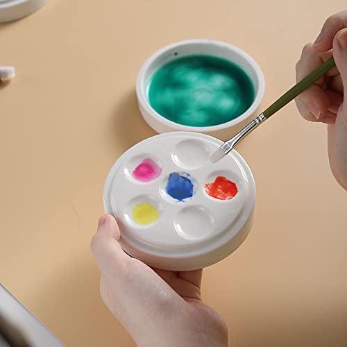 Ceramic Paint Palettes Porcelain Paint Mixing Tray Saucer Nesting Trays for Watercolor Gouache Painting,5 Wells,4 inch Stackable. - Image 9