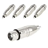 CableCreation [5-PACK] XLR 3 Pin Female to RCA Male Adaptor Adapter, Silver