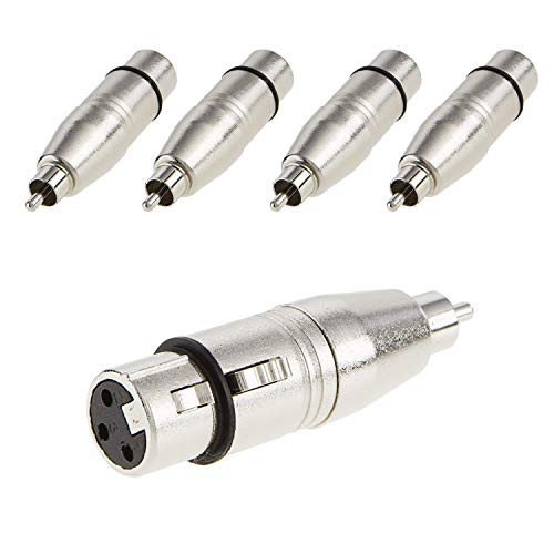 CableCreation [5-Pack] XLR 3 Pin Female to RCA Male Adaptor Adapter, Silver