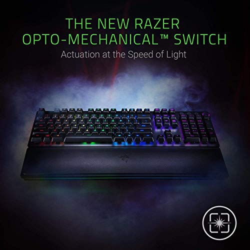Razer Huntsman Elite: Opto-Mechanical Switch - Multi-Functional Digital Dial & Media Keys - Leatherette Wrist Rest - 4-Side Underglow - Gaming Keyboard (Renewed) #TOP1