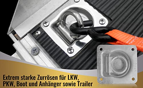4X Zurrösen mit Gegenplatten und Schrauben, Zurrmulden, Zugkraft 800daN, Anhänger Zubehör, Verzurrösen für PKW, Anhänger… – Bild 3