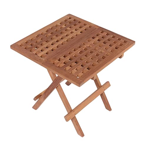 MR. DEKO® Devon Table d'appoint rectangulaire en bois de teck - 50 x 50 x 51 cm (l x p x h) - Table...