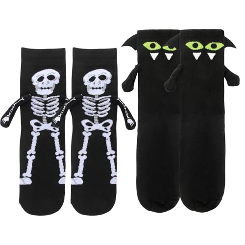 Xmart 2 Pares Halloween Novedad Calcetines Magnéticos MurciéLago