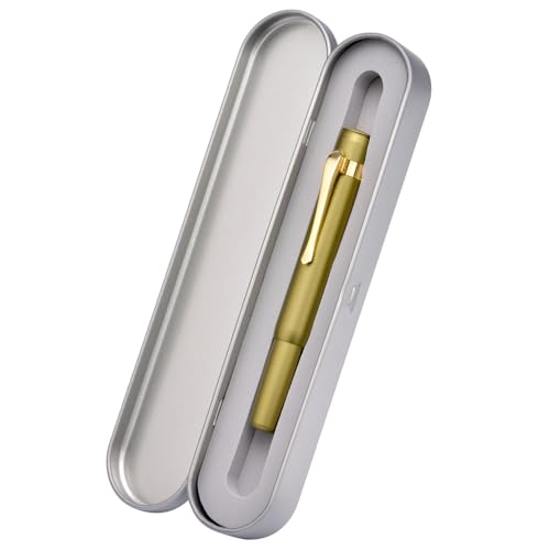 Image of HONG DIAN M2 Black Forest Mini Fountain Pen, Medium Nib & Sleek Shape Aluminium Short Pocket Travel Pen (Olive Green)