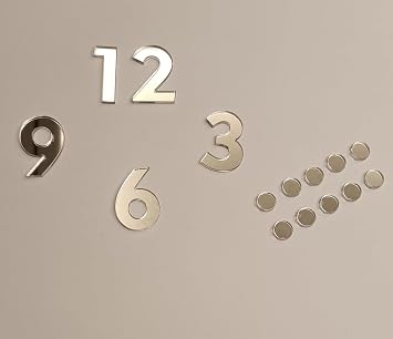 Set of 2 DIY Wall Clock Accessory,Mirrored Self Adhesive Acrylic Numbers Numerals and Dashes for a Wall Clock Silver Mirror, 3CM