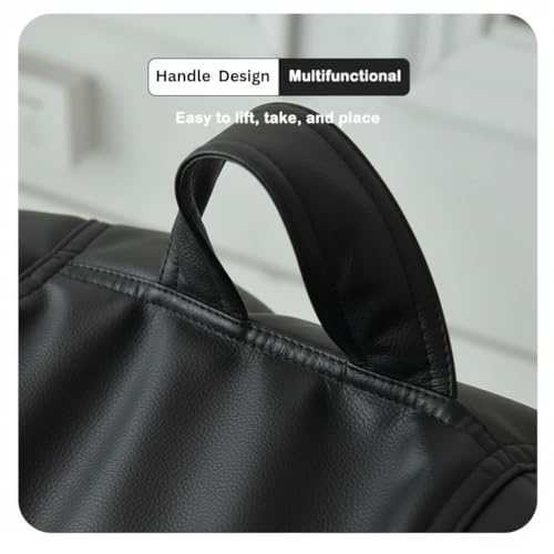 Image of 4XL Premium Leatherette Bean Bag with Rectangular Footrest & 16x16 Inch Cushion | High Density Beans Filled | Side Pocket & Easy to Carry Handle | 6 Months Warranty Color- (Black, 4XL)