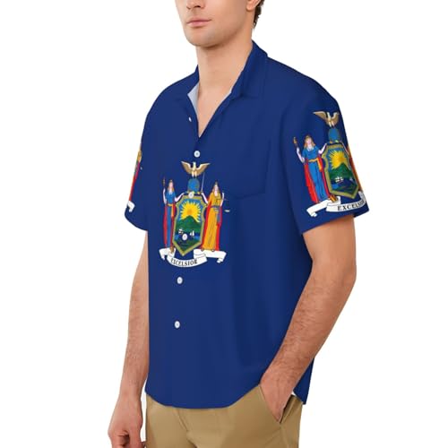 Chemise imprimé drapeau New York manches courtes légère et décontractée