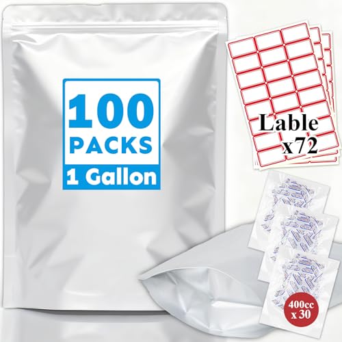 Cloudslucky Mylar Bags 1Gallon 100PCS 14"X10" for Food