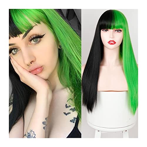 mengli-99 Wigs for Women 24" Long Straight Wigs with Bangs